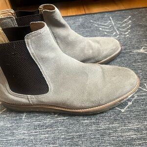 Reserved Gray Suede Chelsea Boots with Brown Elastic Panels